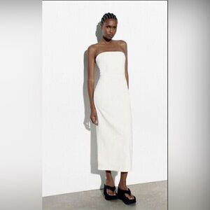 NWT Zara white strapless midi dress